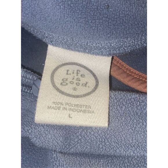Life Is Good 1/4 zip Slate Blue Orange Fleece Pullover Sweater Mens Large - Picture 4 of 4